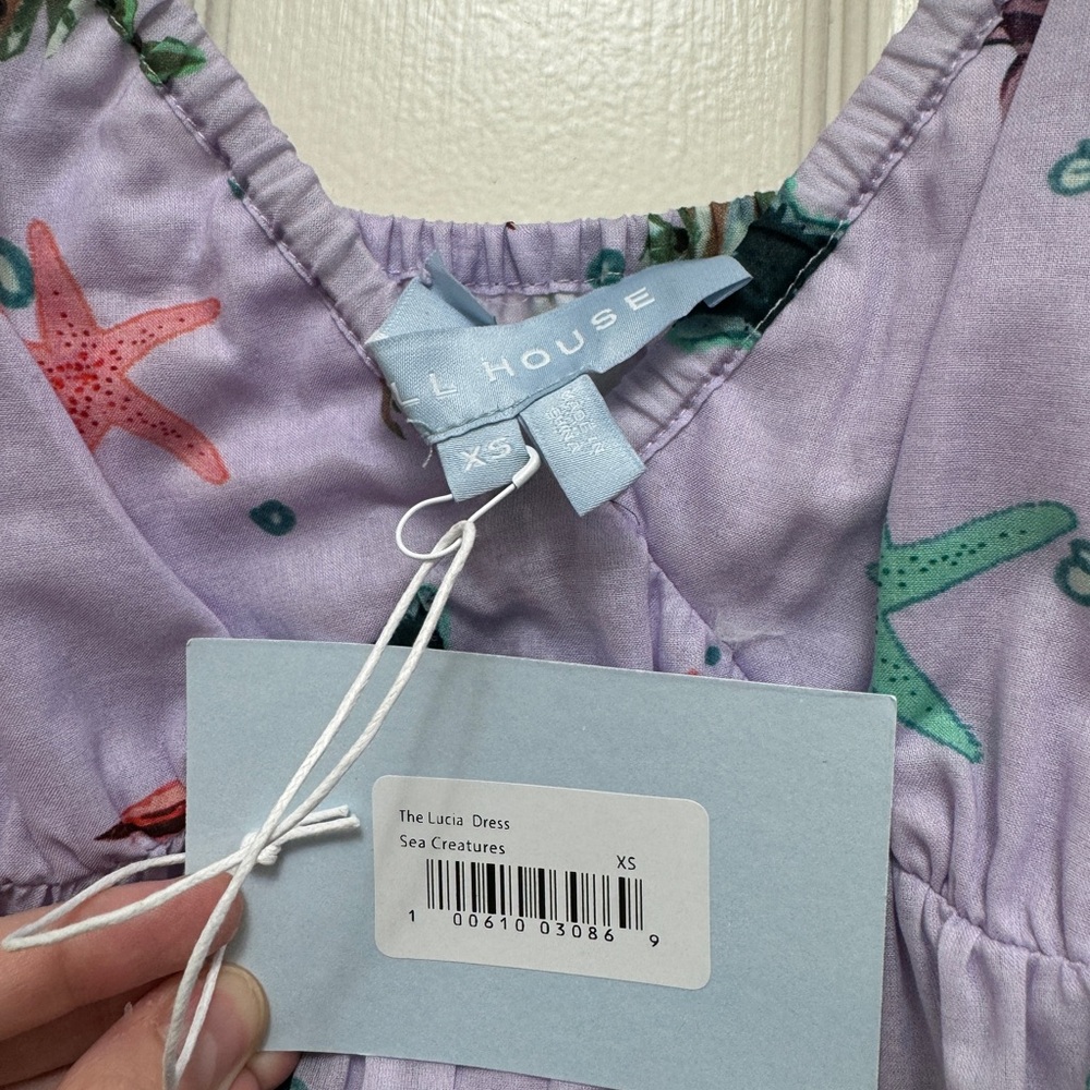 NWT Hill House Lucia Sea Creatures Dress in Lavender and Coral - Picture 5 of 5